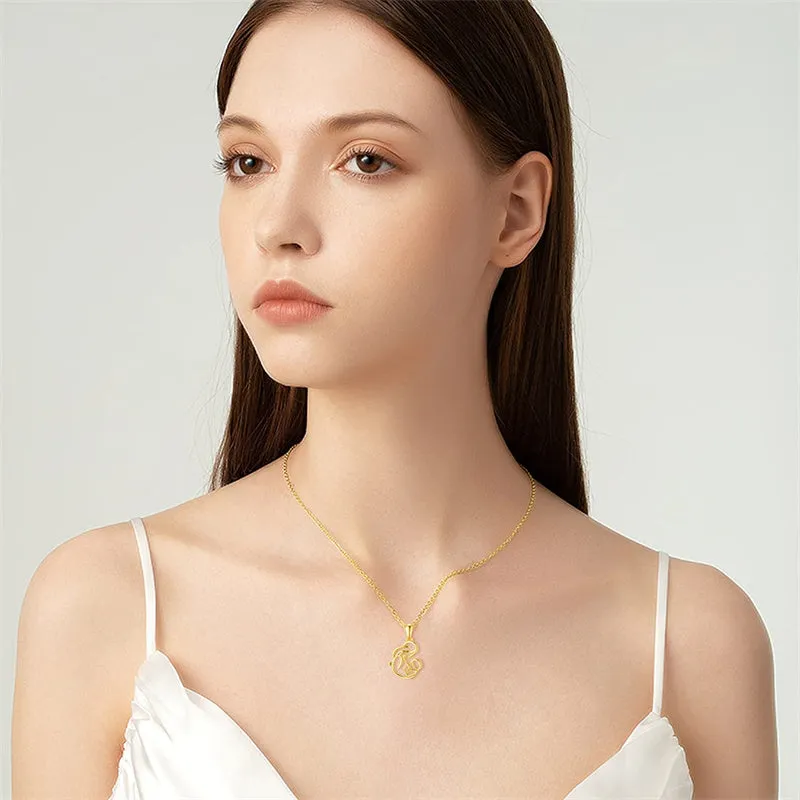 14K Real Yellow Gold Mother and Child Pendant Necklaces for Women,Anniversary Birthday Jewelry for Grandmother Daughter Wife 16''-18''