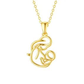 14K Real Yellow Gold Mother and Child Pendant Necklaces for Women,Anniversary Birthday Jewelry for Grandmother Daughter Wife 16''-18''