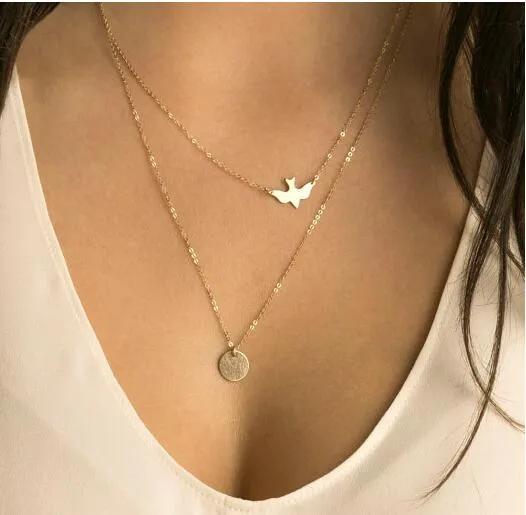 1pcs Minimalist Pendant Necklaces Fashion Female Heart Arrow Cross Moon Star Of Luck Dove Of Peace Necklace Jewelry Summer 2018