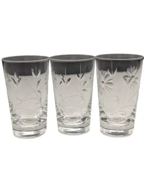 3 Etched Liquor Glasses