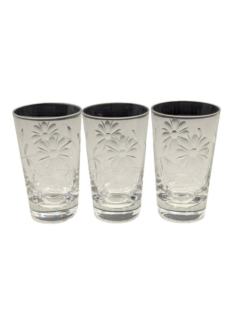 3 Etched Liquor Glasses