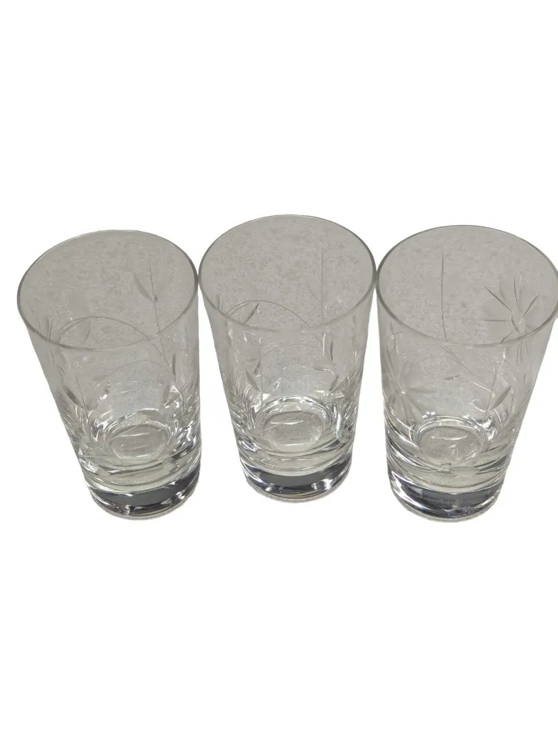 3 Etched Liquor Glasses