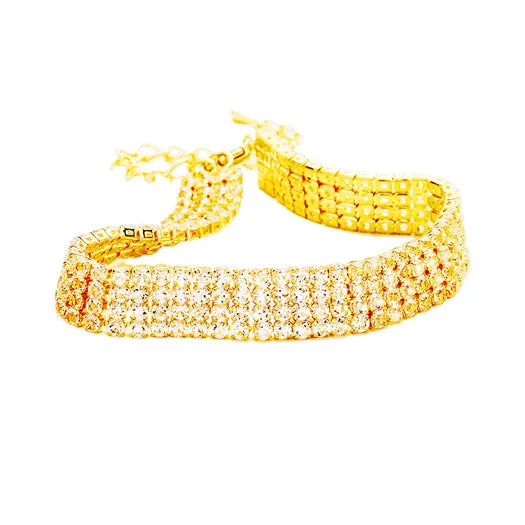 4 Rows Pave CZ Tennis Evening Bracelet