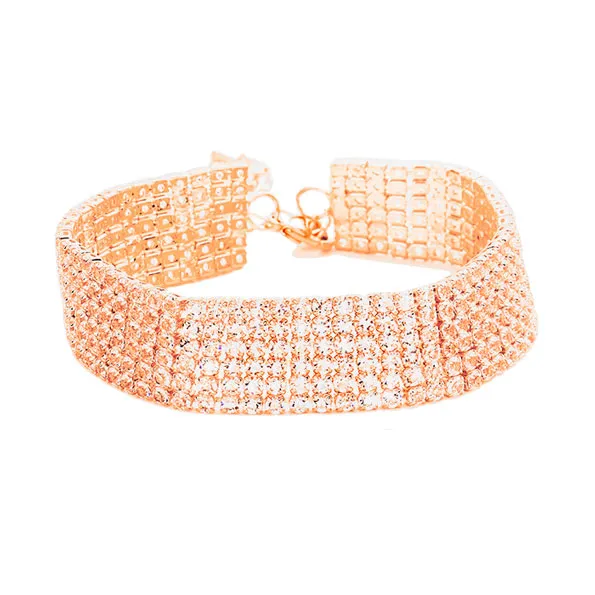 6 Rows Pave CZ Tennis Evening Bracelet