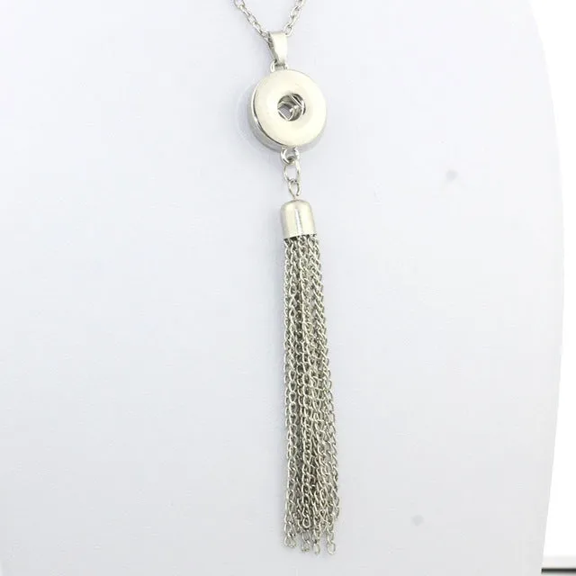 6 styles Women's Vintage tassel 18mm snap button necklace boho bohemian necklaces & pendants NE478 DIY Jewelry for men