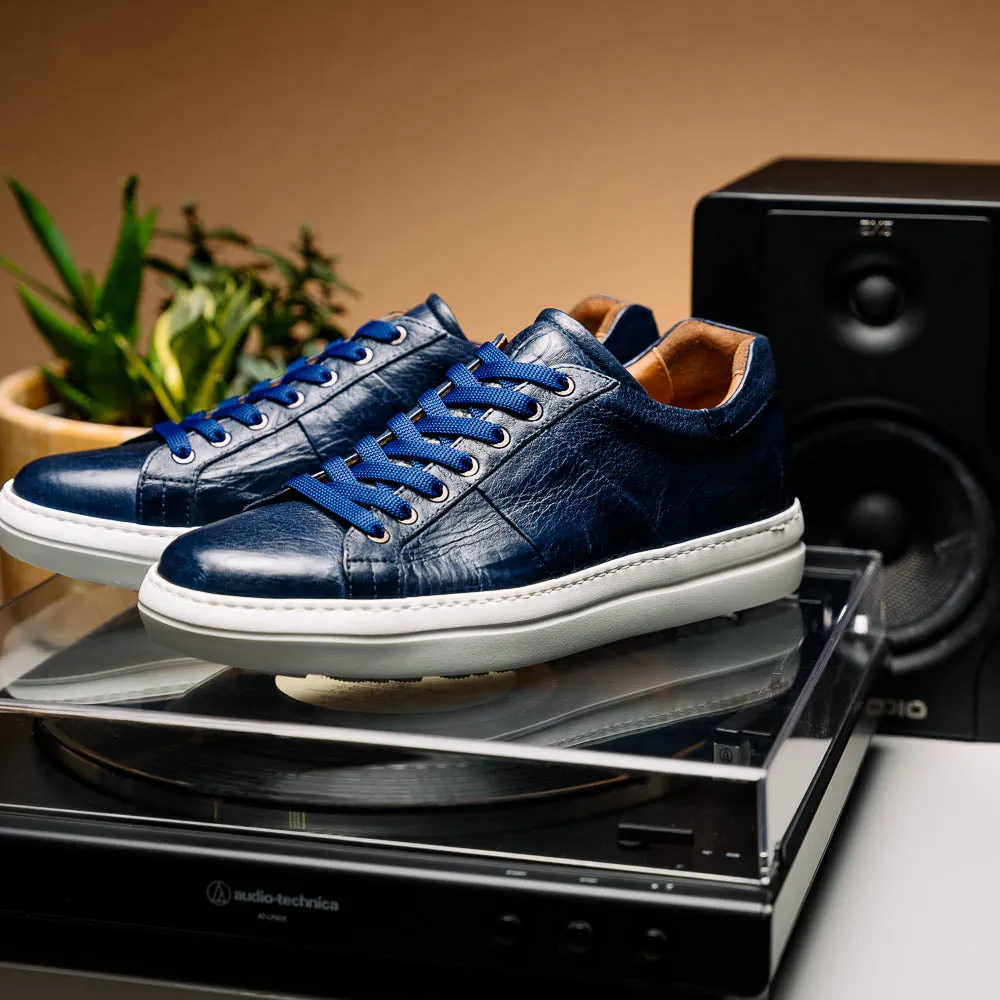 65-348-NVY Vivo Italian Tumbled Calfskin Sneaker Navy