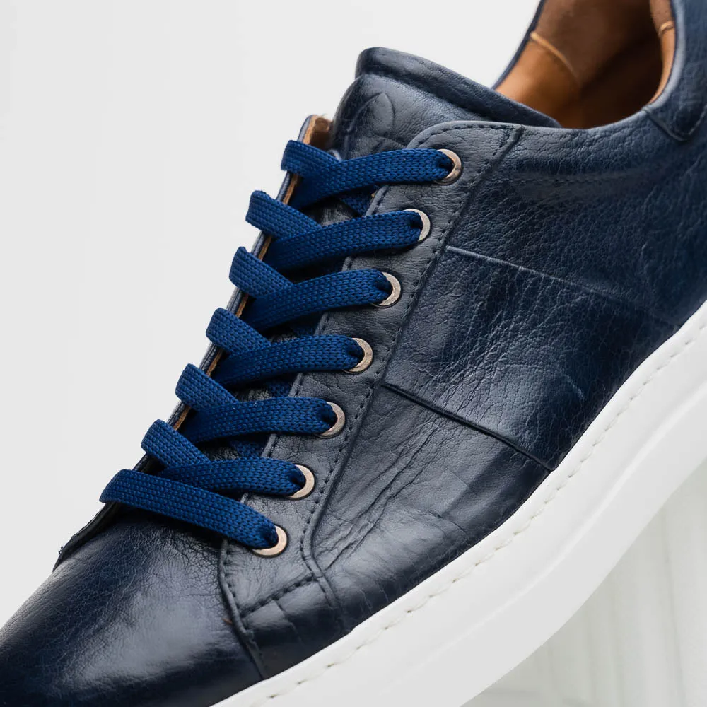 65-348-NVY Vivo Italian Tumbled Calfskin Sneaker Navy