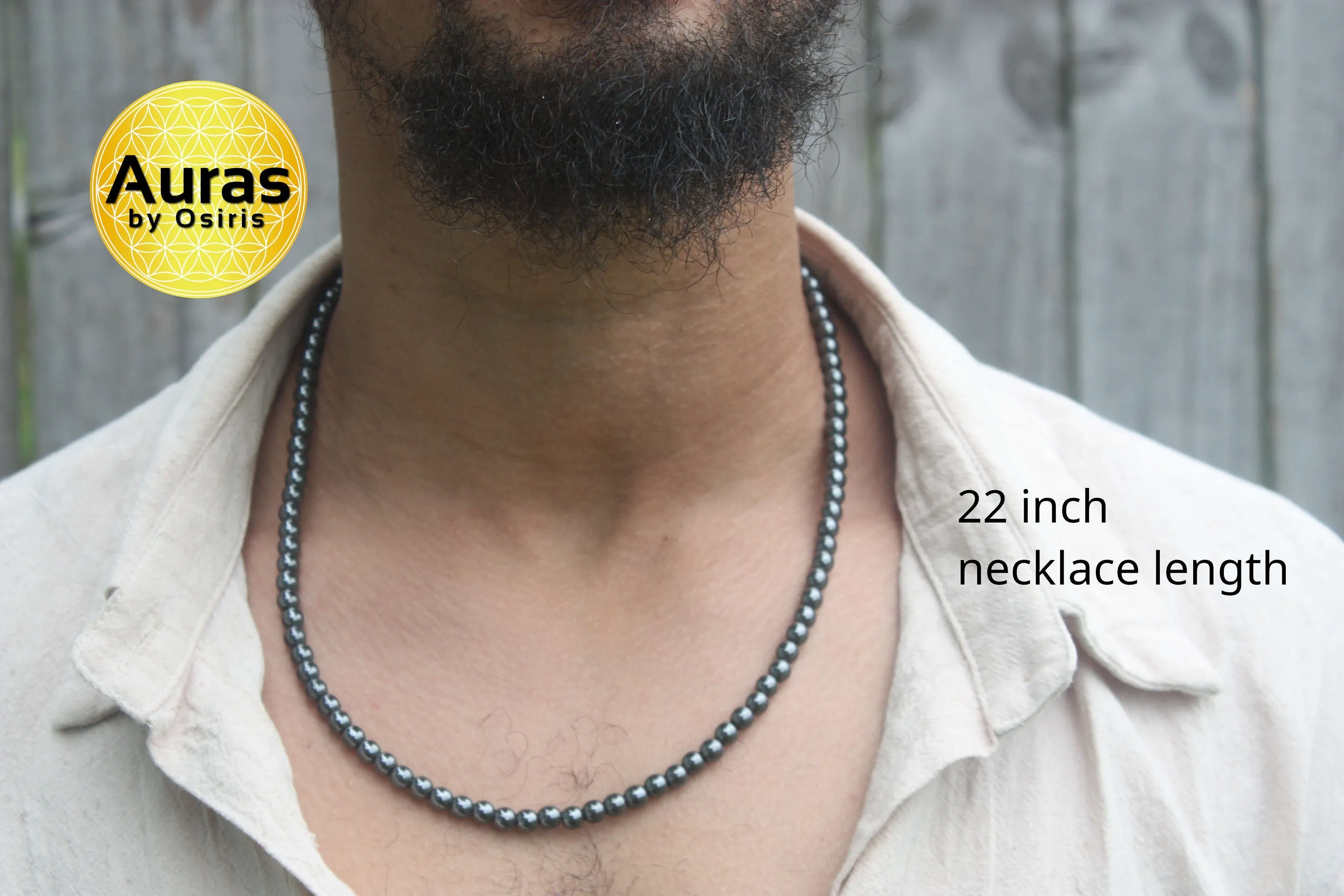 6mm Hematite Necklace - Protection Jewelry - Grounding Stones - Necklaces for Women/Men - Healing Crystals Neckless with Magnetic clasp