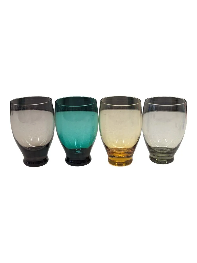 8 MCM Colored Glass Old Fashioned Whiskey Glasses