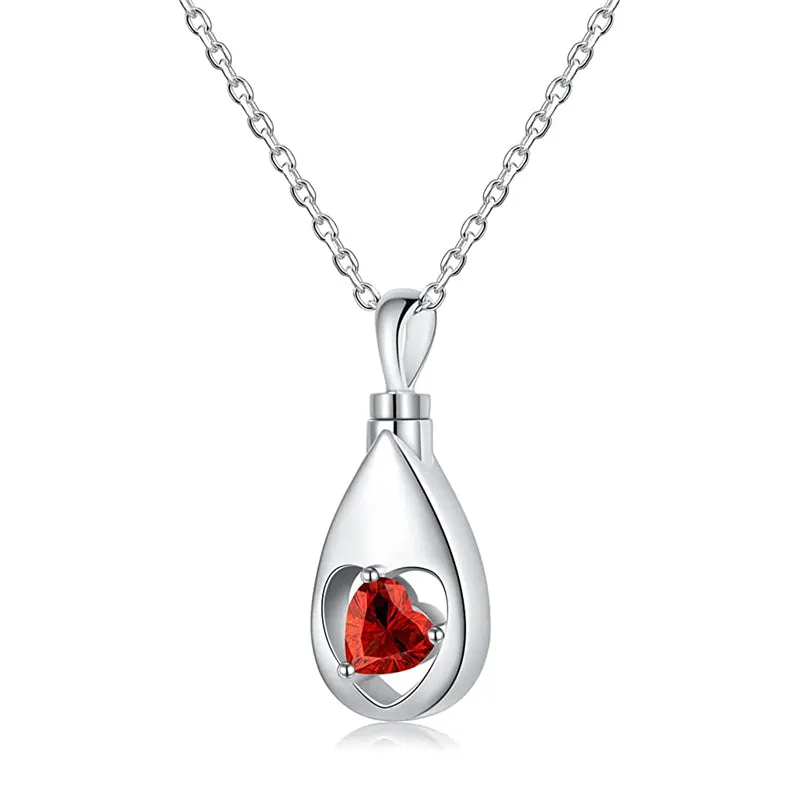 925 Sterling Silver Urn Necklaces for Ashes CZ Teardrop Ashes Eternity Cremation Jewelry Urns Necklace Keepsake Memorial Gifts