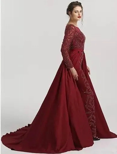 ALIA - Long Sleeves Beaded Evening Gown