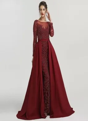 ALIA - Long Sleeves Beaded Evening Gown