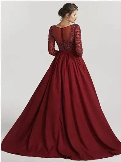 ALIA - Long Sleeves Beaded Evening Gown