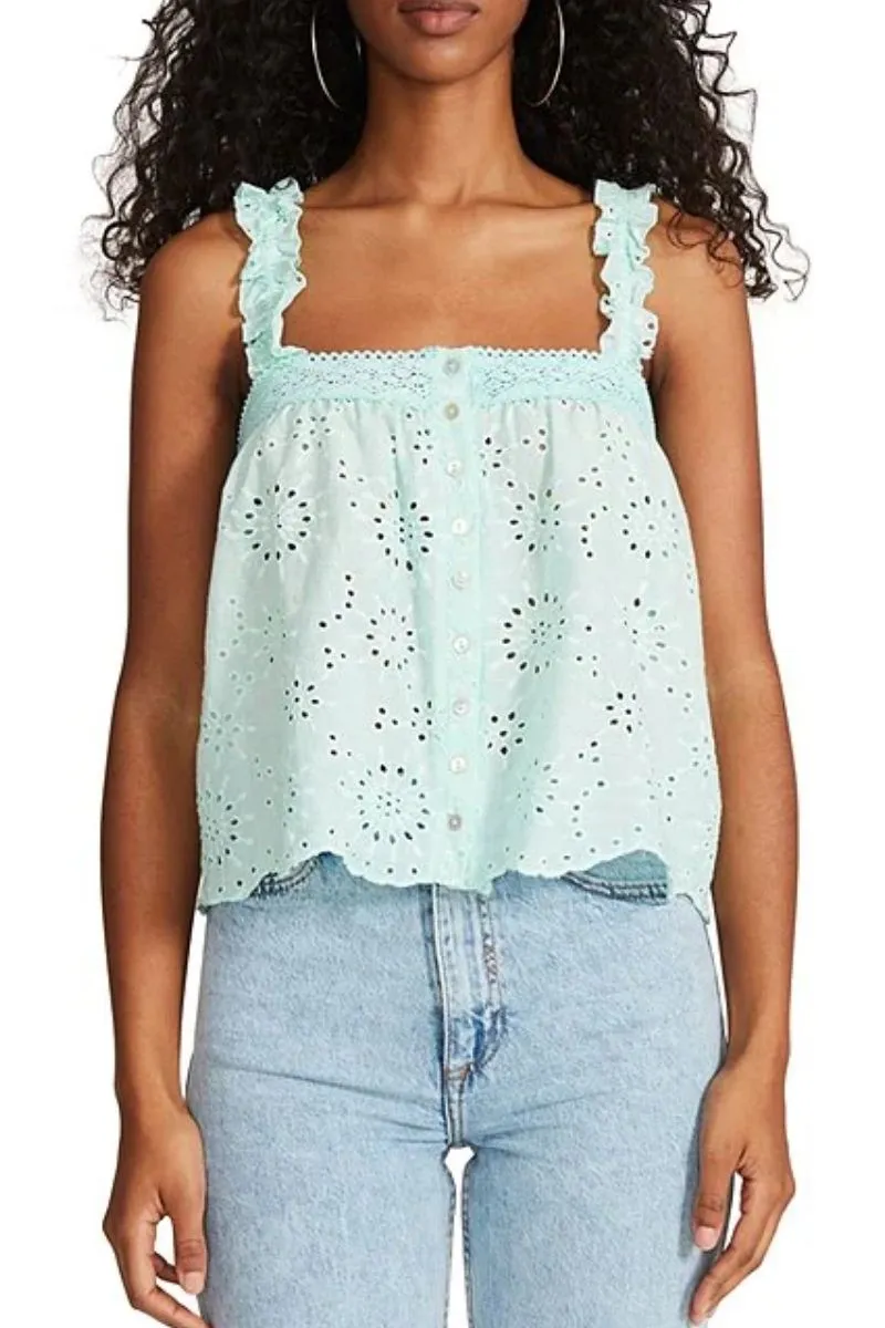 Bay Green Eyelet Summer Sunrise Top