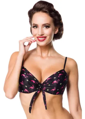 Belsira Summer Flamingo Bikini Top Black