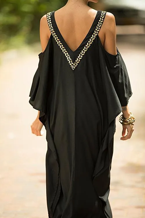 Black And Gold Kaftan Evening Dress