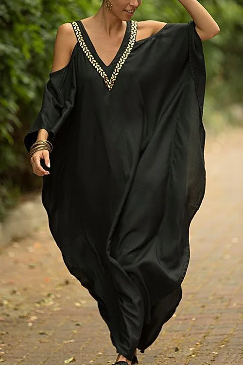 Black And Gold Kaftan Evening Dress