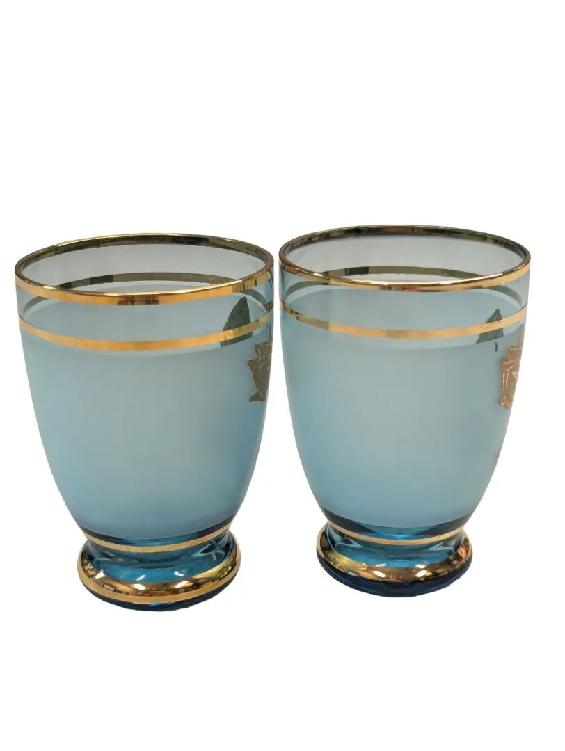 Boho Crystal Light Blue & Gold Glasses