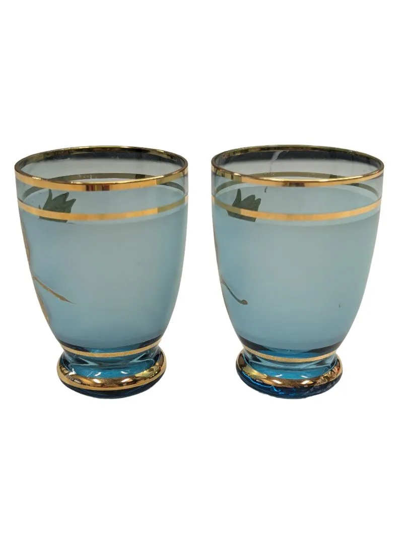 Boho Crystal Light Blue & Gold Glasses