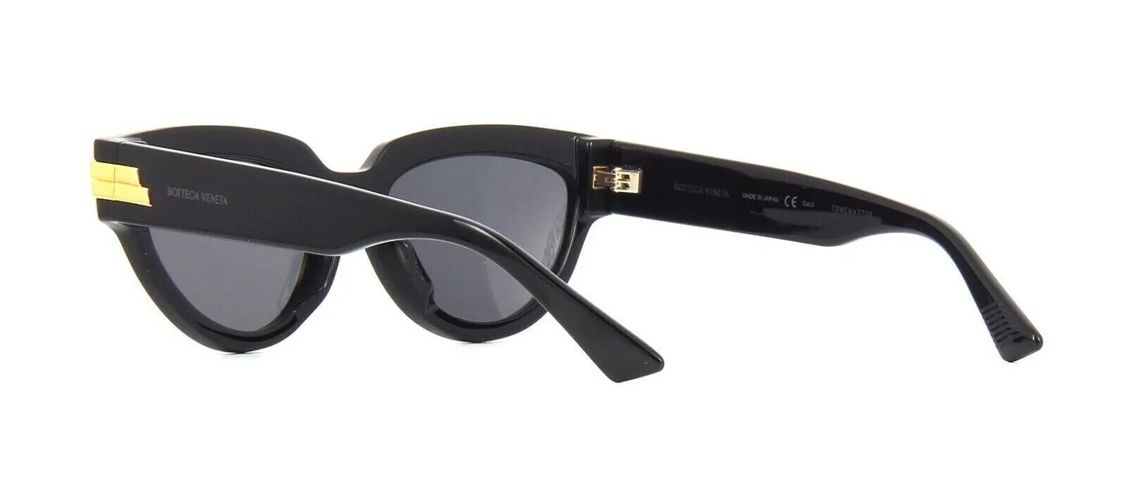 BOTTEGA VENETA BV1035S $510 Black Gold Gray Cat Eye Glasses Sunglasses