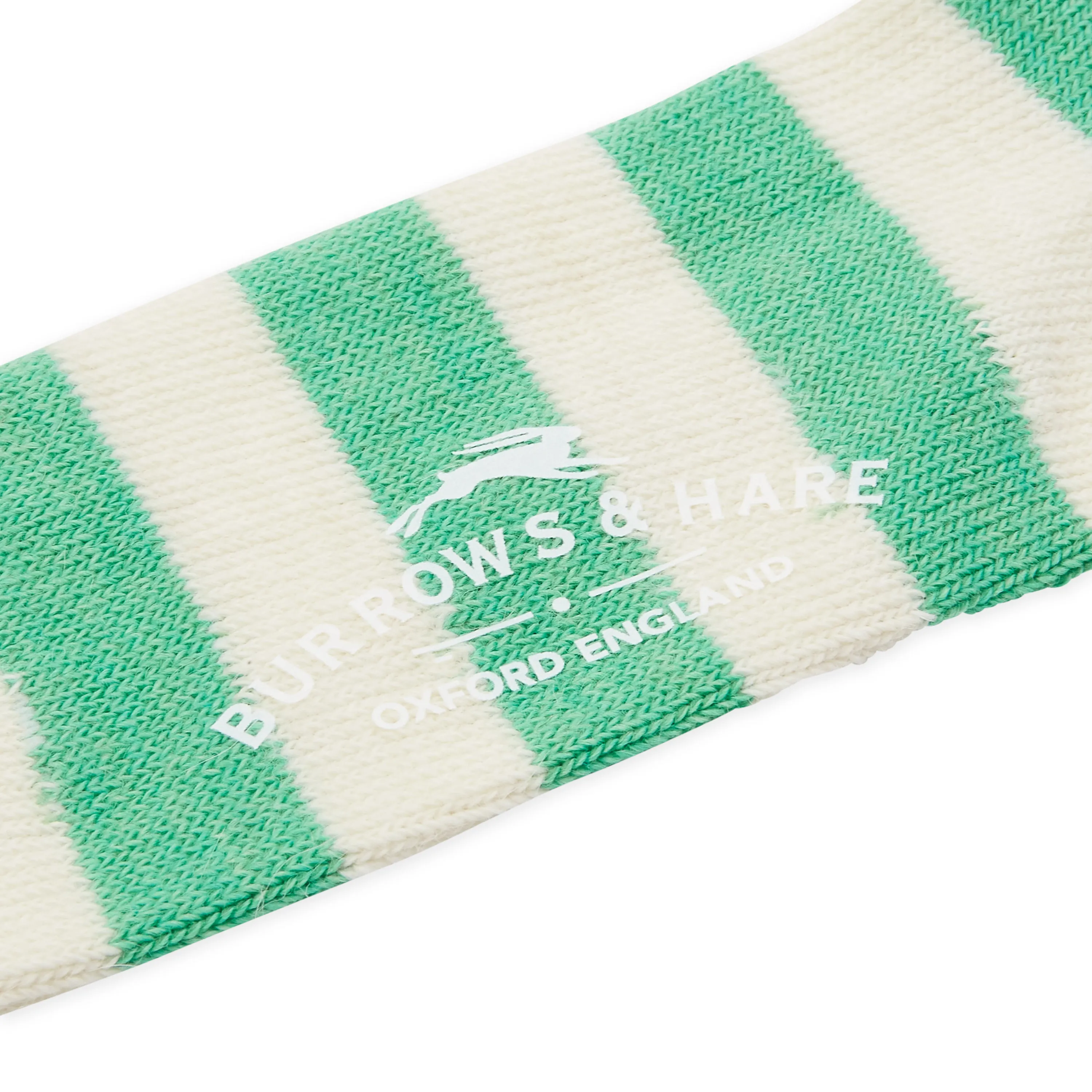 Burrows & Hare Stripe Alpaca Socks - Green & Cream