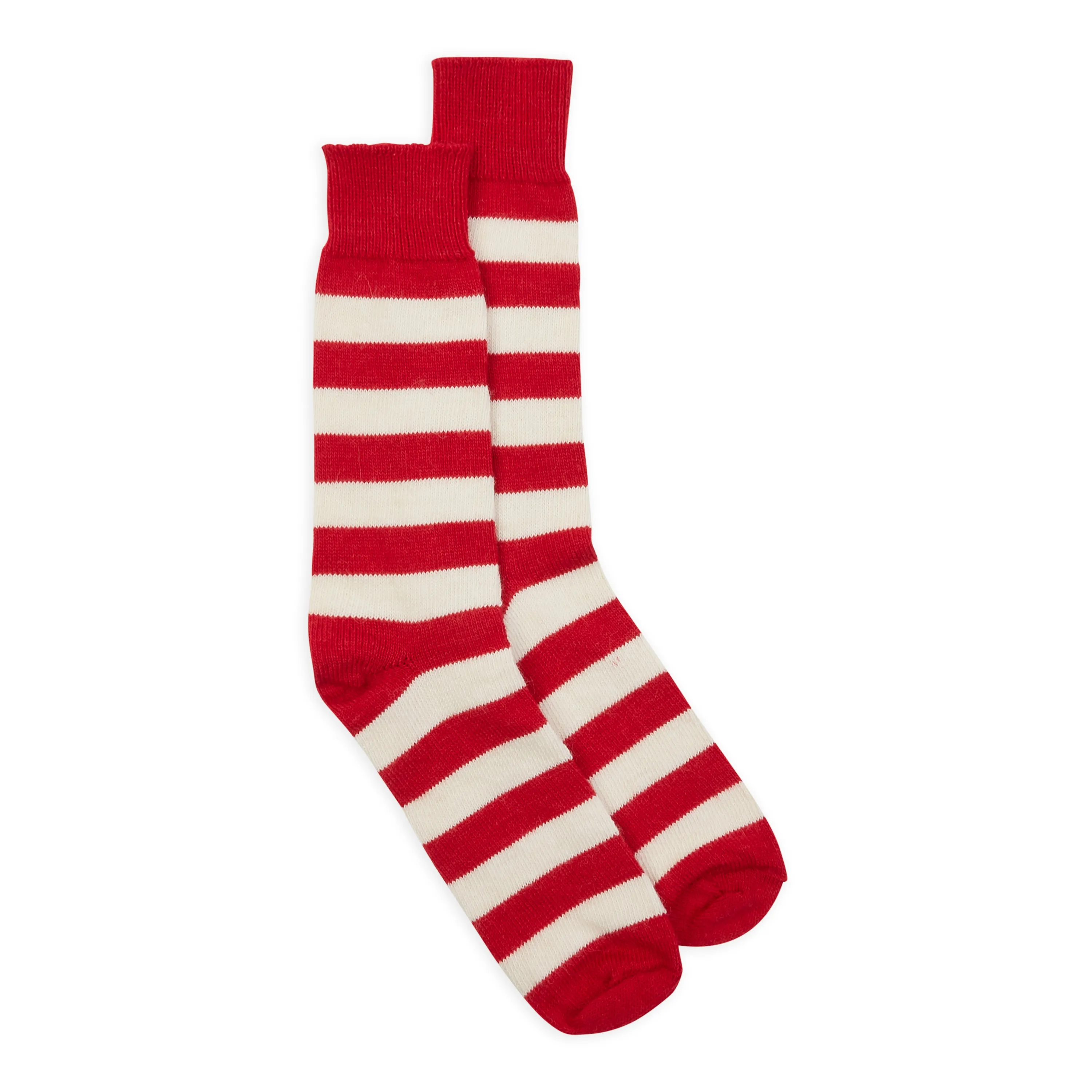 Burrows & Hare Stripe Alpaca Socks - Red & Cream