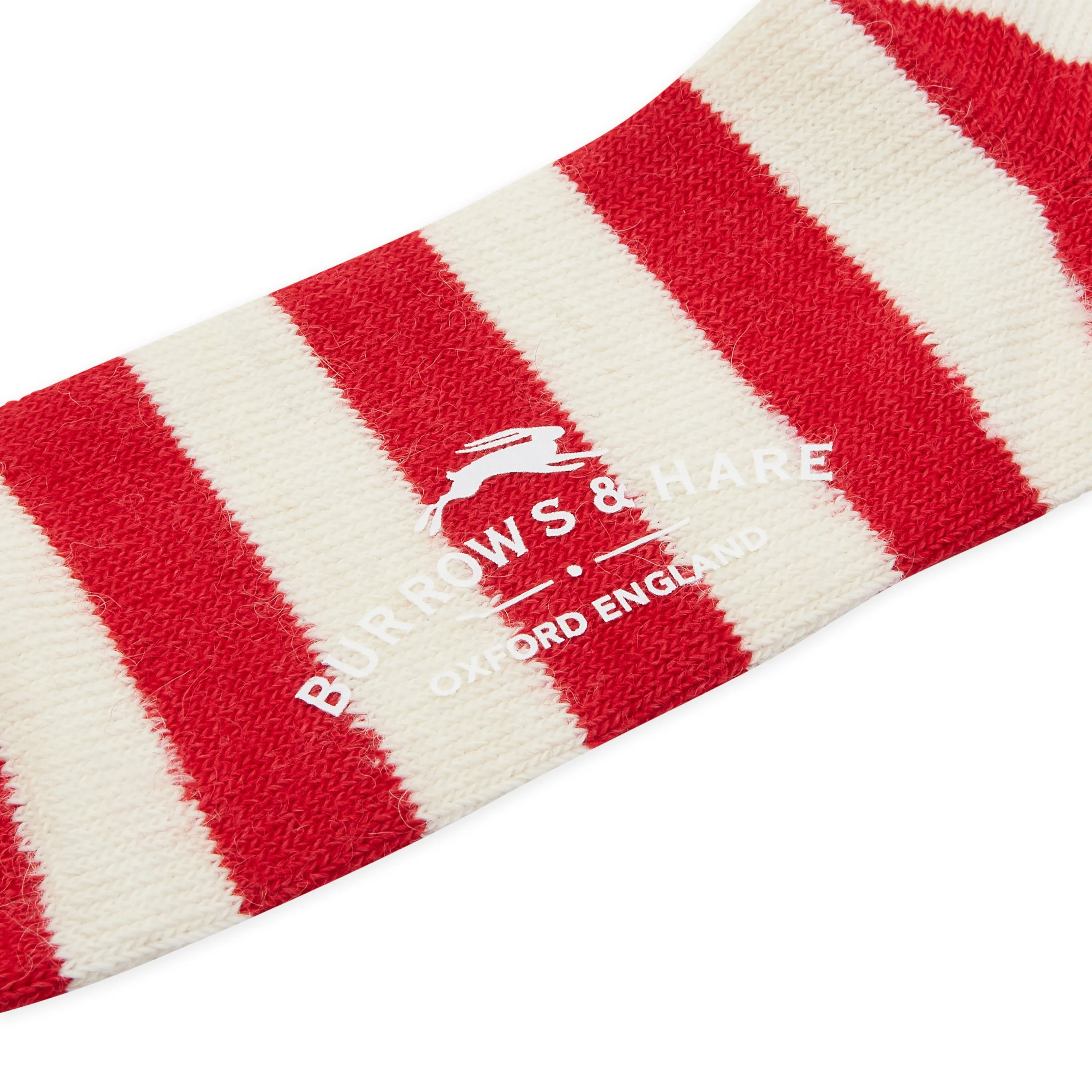 Burrows & Hare Stripe Alpaca Socks - Red & Cream