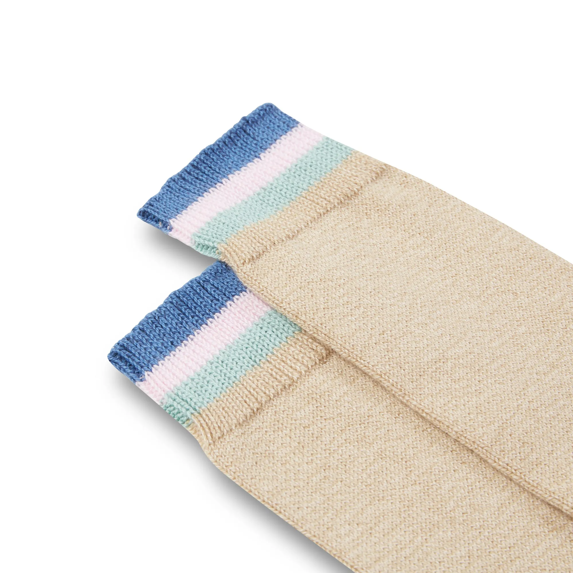 Burrows & Hare Stripe Cuff Socks - Beige