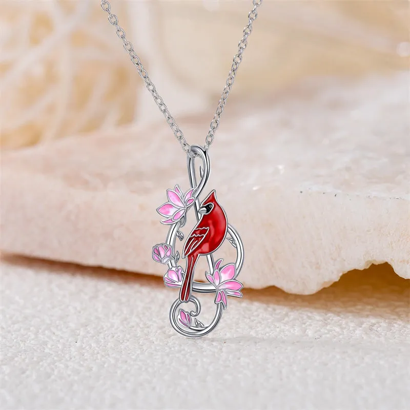 Cardinal Necklaces 925 Sterling Silver Music Note Pendant Necklace Cardinal Jewelry Music Gifts for Women Girls