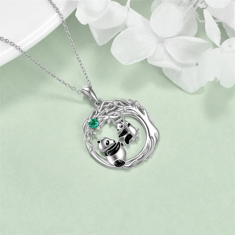 Cat/Dog/Panda Mother Child Necklaces for Women Sterling Silver Animal Jewelry for Women Girls Birthday Anniversary Chritmas Gifts