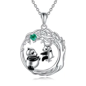 Cat/Dog/Panda Mother Child Necklaces for Women Sterling Silver Animal Jewelry for Women Girls Birthday Anniversary Chritmas Gifts