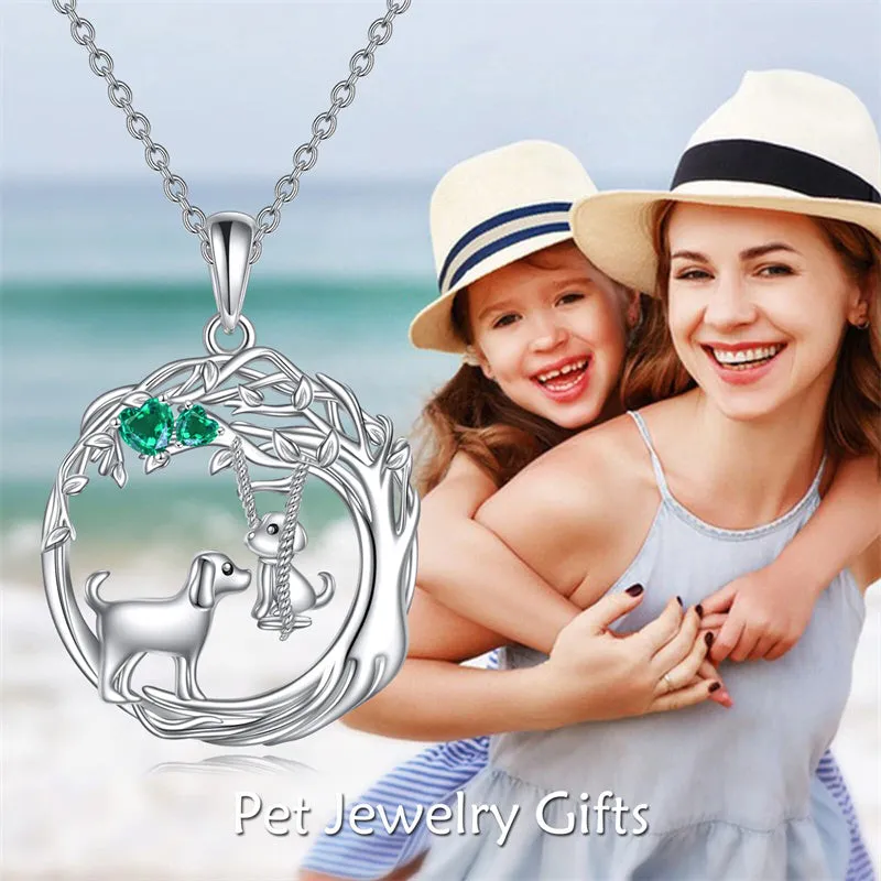 Cat/Dog/Panda Mother Child Necklaces for Women Sterling Silver Animal Jewelry for Women Girls Birthday Anniversary Chritmas Gifts