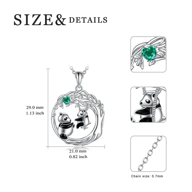 Cat/Dog/Panda Mother Child Necklaces for Women Sterling Silver Animal Jewelry for Women Girls Birthday Anniversary Chritmas Gifts