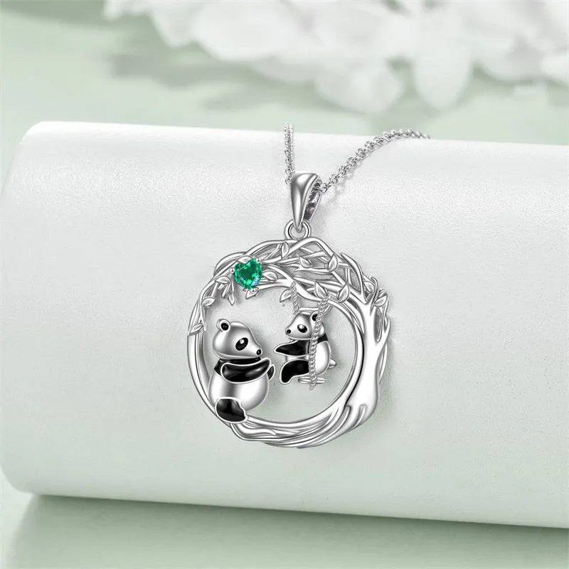 Cat/Dog/Panda Mother Child Necklaces for Women Sterling Silver Animal Jewelry for Women Girls Birthday Anniversary Chritmas Gifts