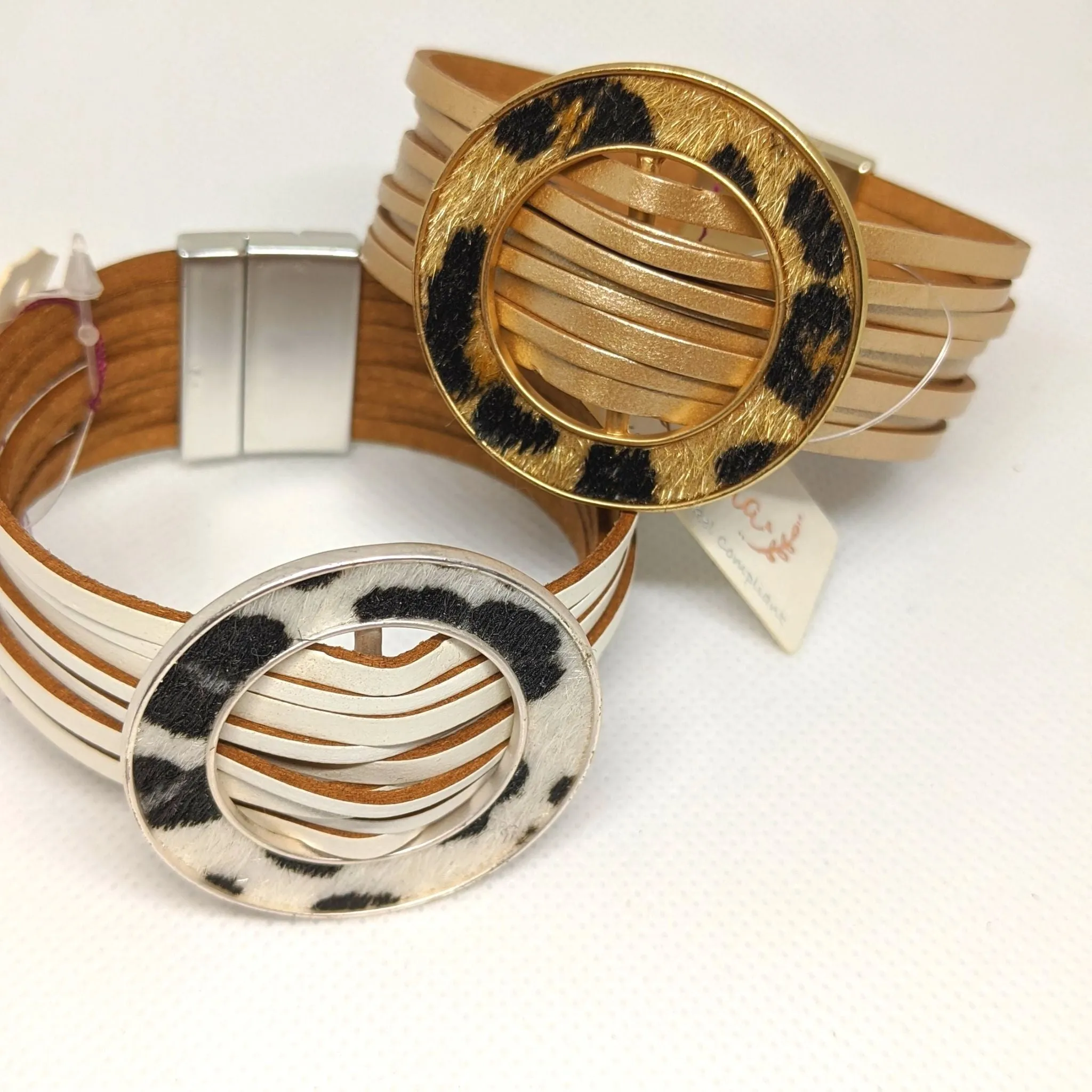 Cheetah Faux Leather Magnetic Bracelets