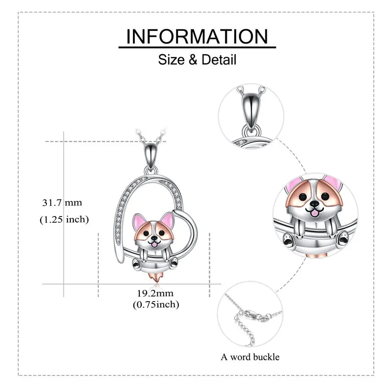 Corgi/French Bulldog Necklaces Gifts 925 Sterling Silver  Cute Animal Jewelry for Women Sister