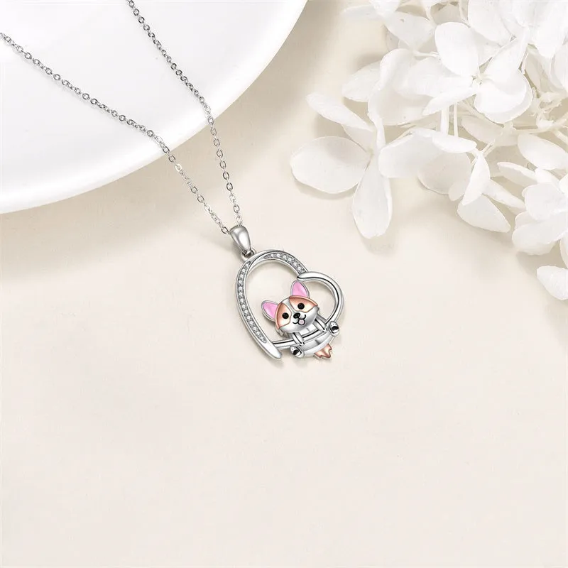 Corgi/French Bulldog Necklaces Gifts 925 Sterling Silver  Cute Animal Jewelry for Women Sister