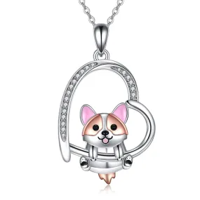 Corgi/French Bulldog Necklaces Gifts 925 Sterling Silver  Cute Animal Jewelry for Women Sister