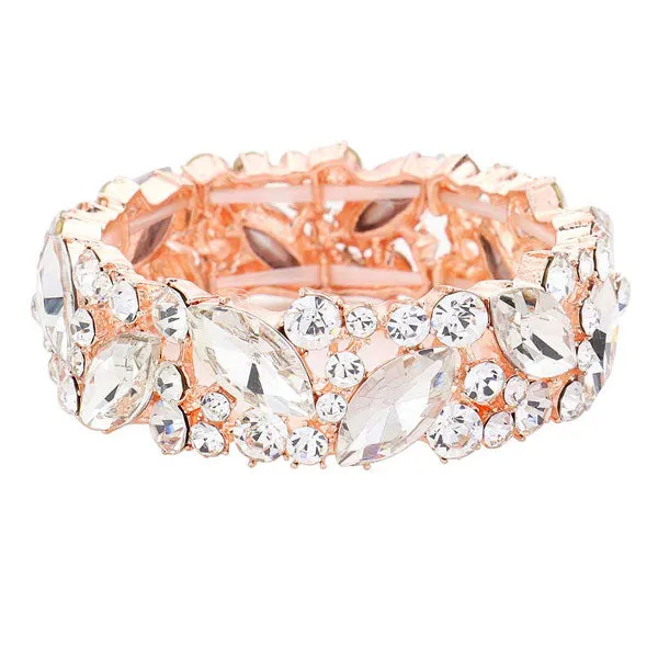 Crystal Glass Marquise Evening Stretch Bracelet