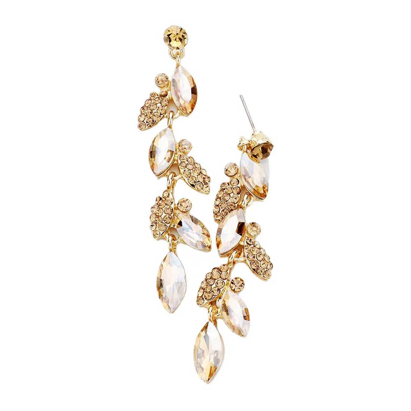 Crystal Marquise Cluster Drop Evening Earrings