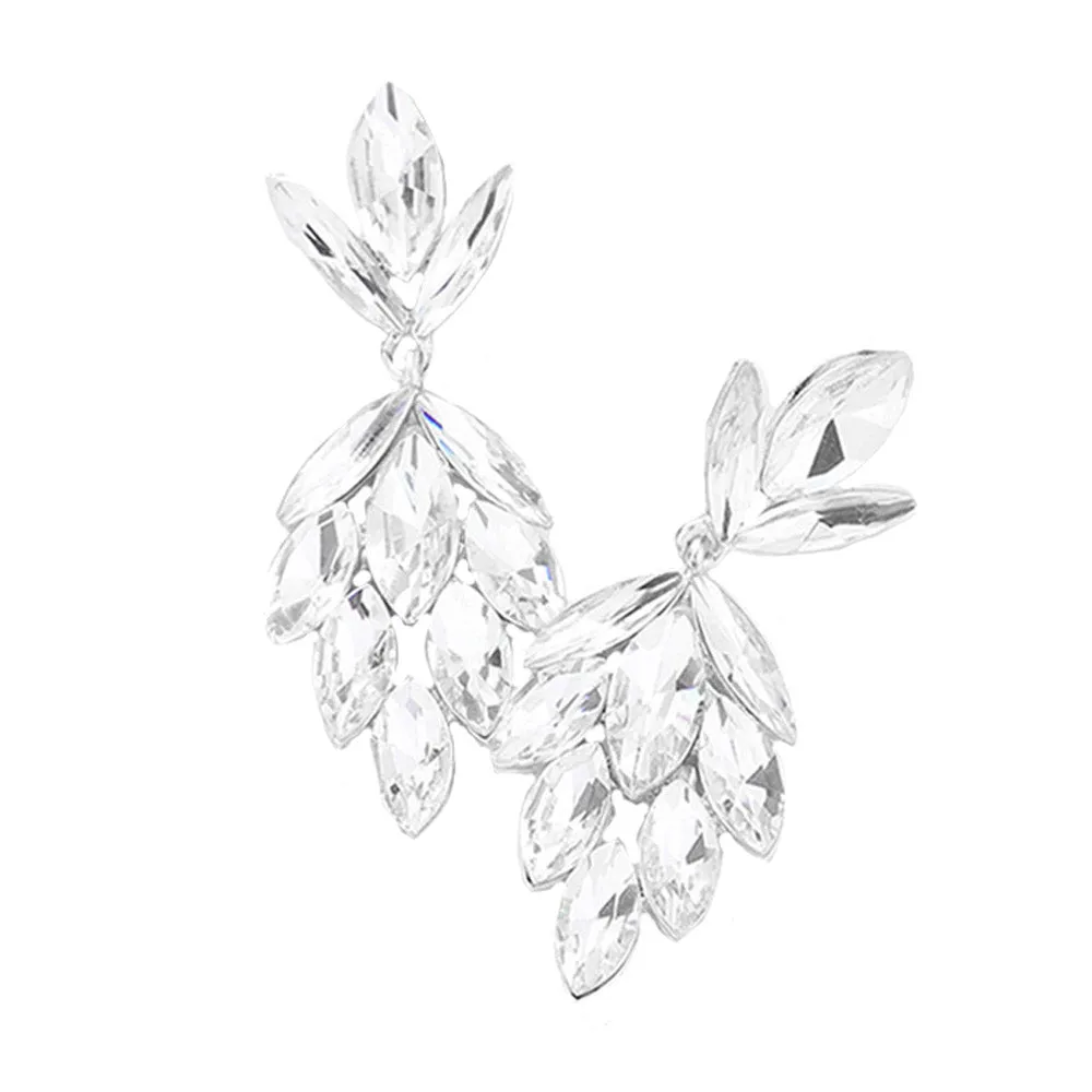 Crystal Marquise Cluster Evening Earrings