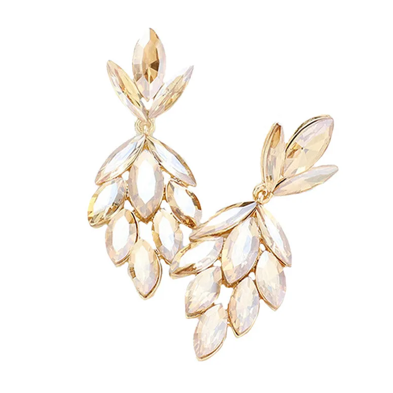 Crystal Marquise Cluster Evening Earrings