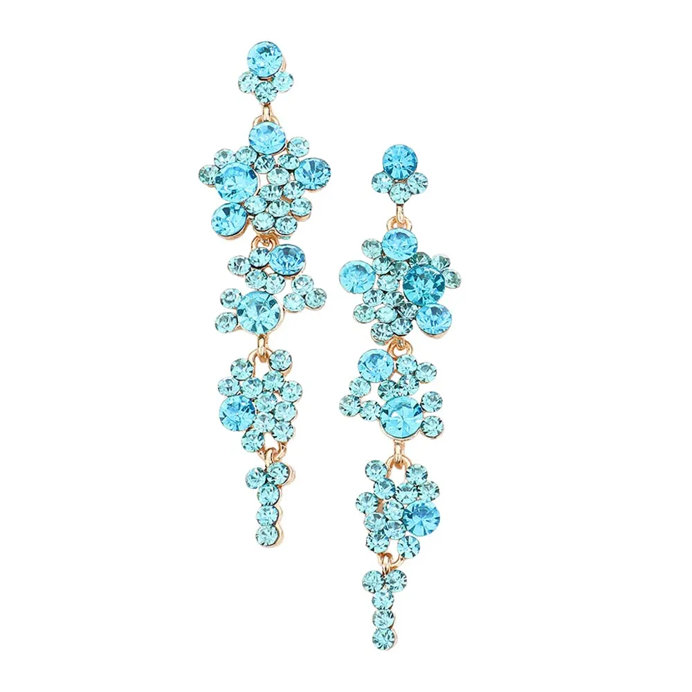 Crystal Rhinestone Bubble Dangle Evening Earrings