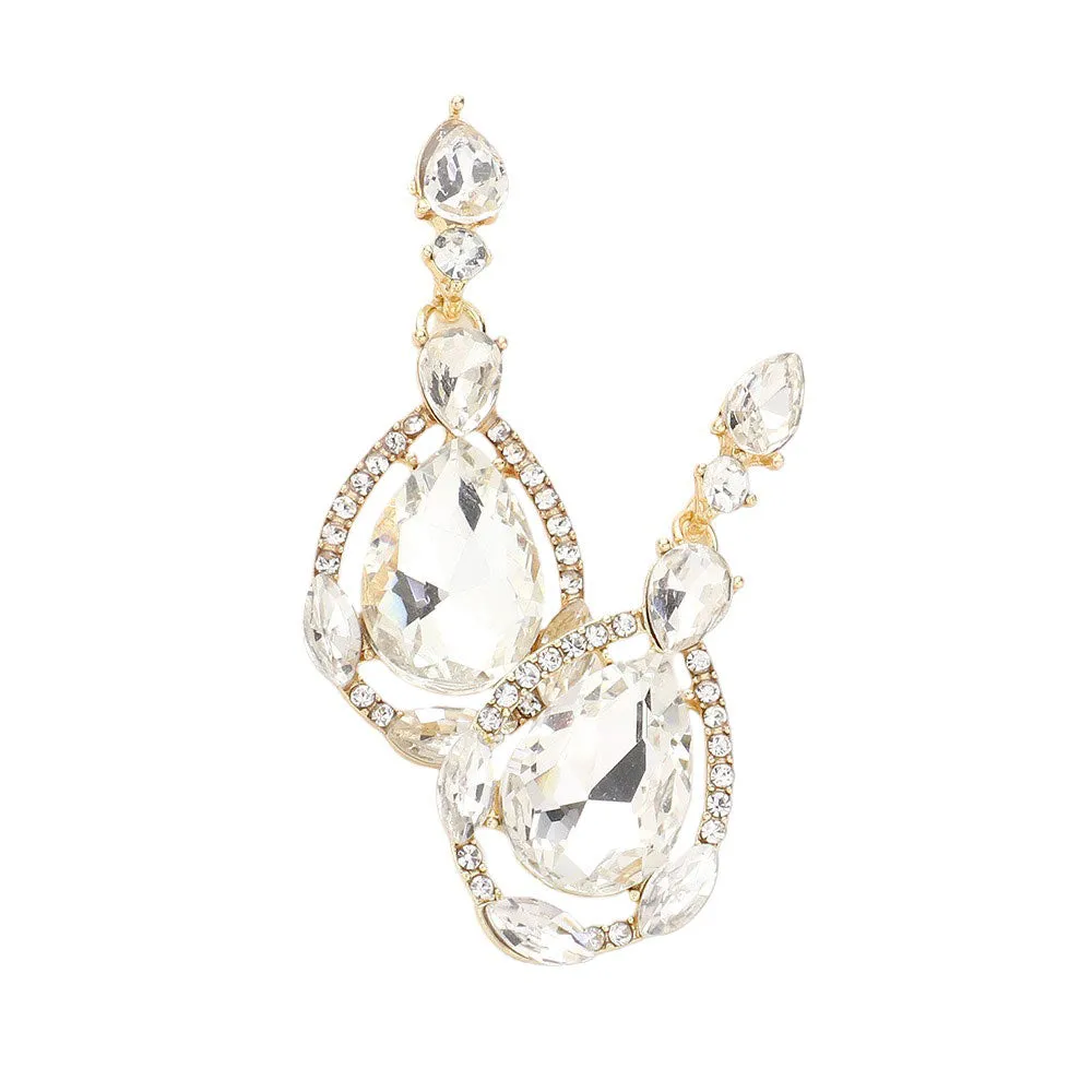 Crystal Rhinestone Teardrop Evening Earrings