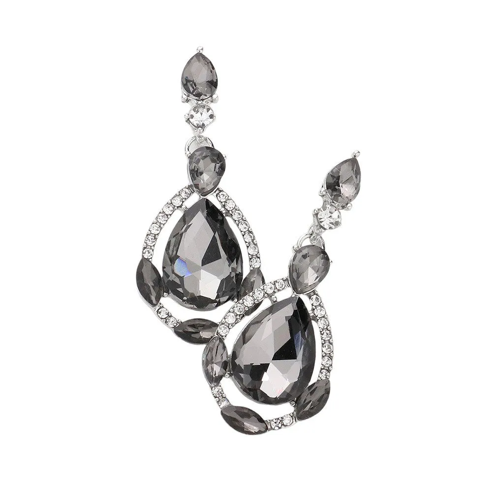 Crystal Rhinestone Teardrop Evening Earrings