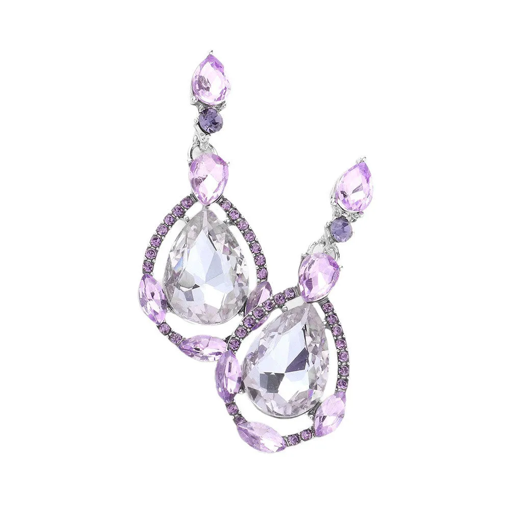 Crystal Rhinestone Teardrop Evening Earrings