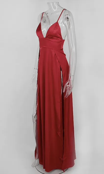 DUAL HIGH SLIT EVENING GOWN