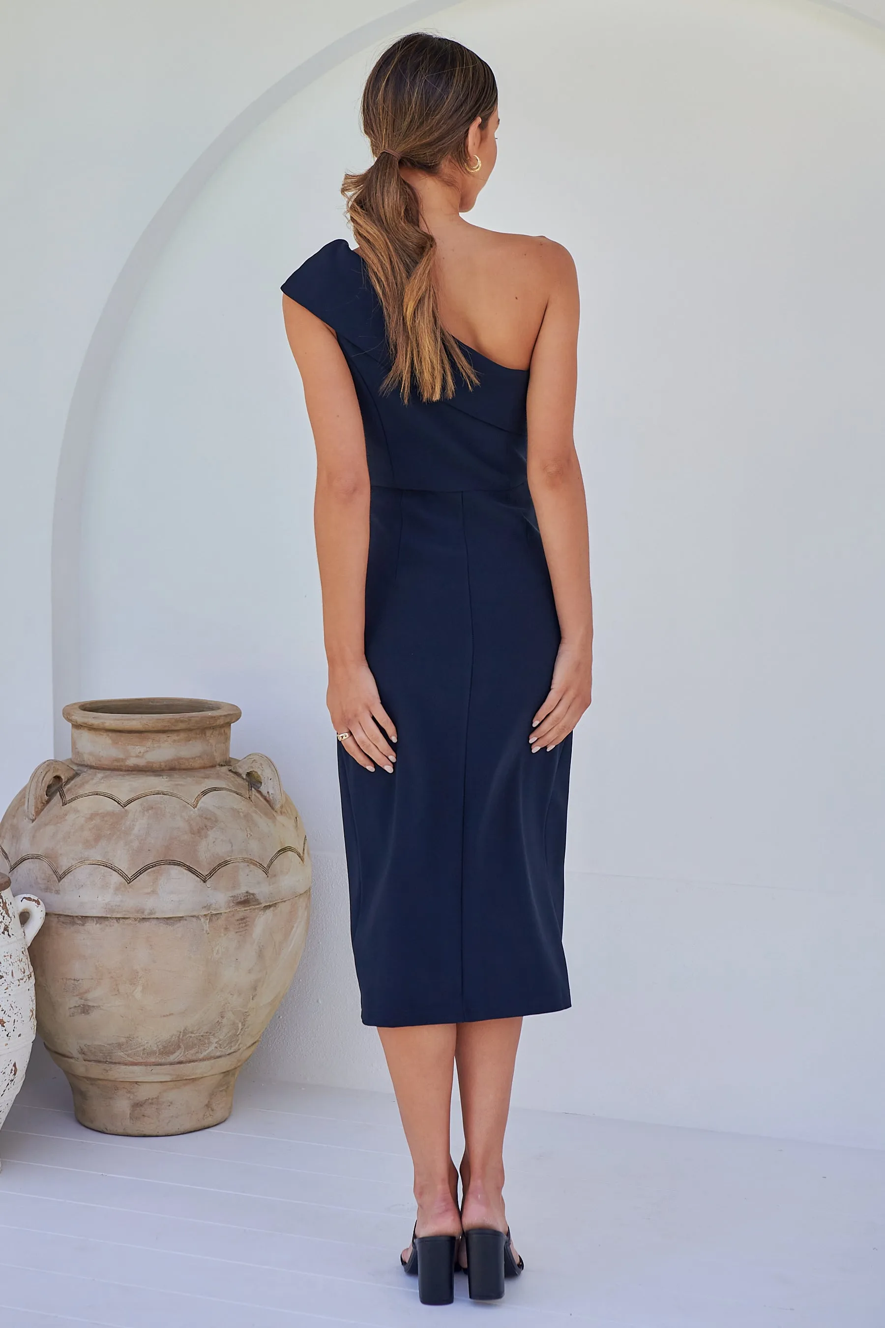 Eleanor One Shoulder Navy Evening Dress