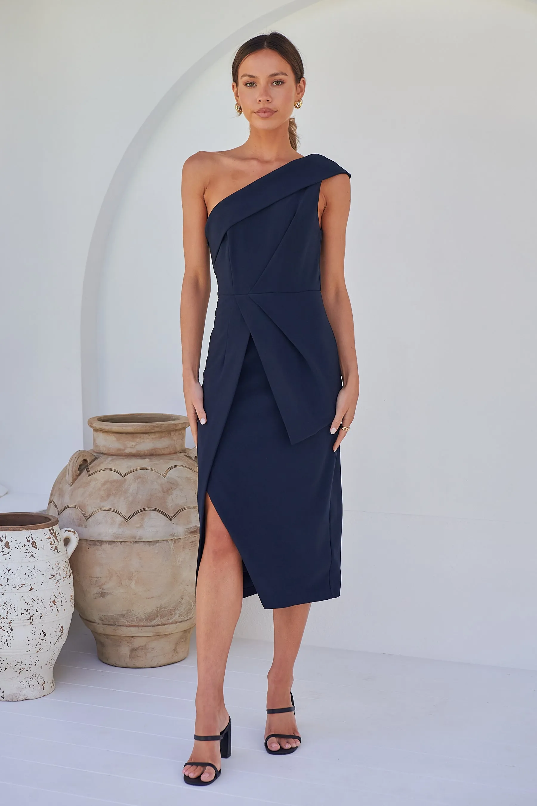 Eleanor One Shoulder Navy Evening Dress