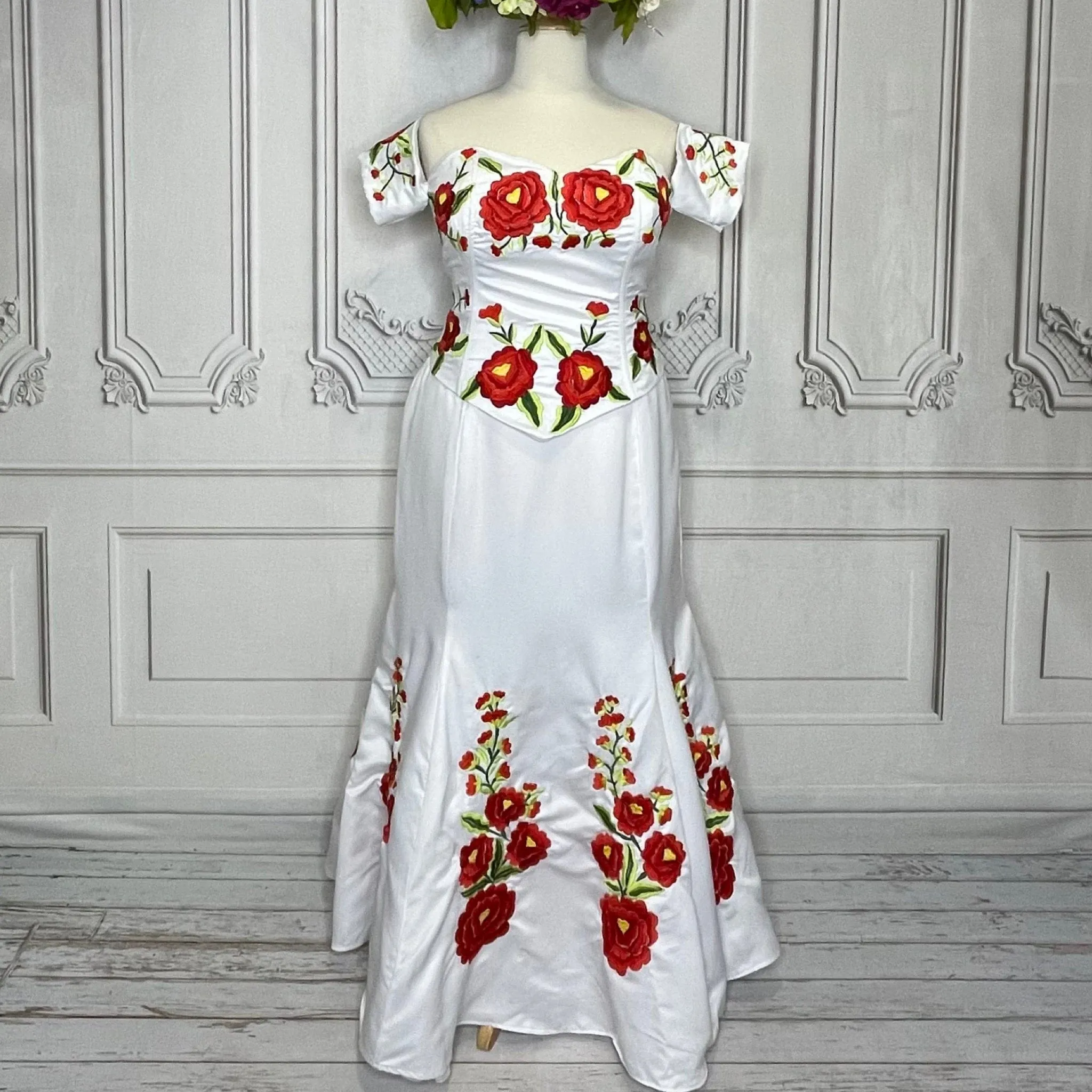 Embroidered Mexican Evening Dress - Maria Bonita